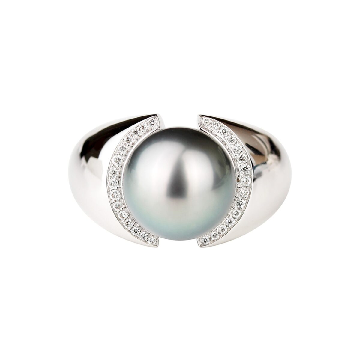 Bague perle de Tahiti entourage diamants