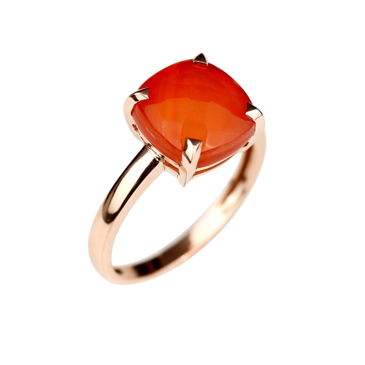 Bague corail et quartz rose taille briolette et or rose