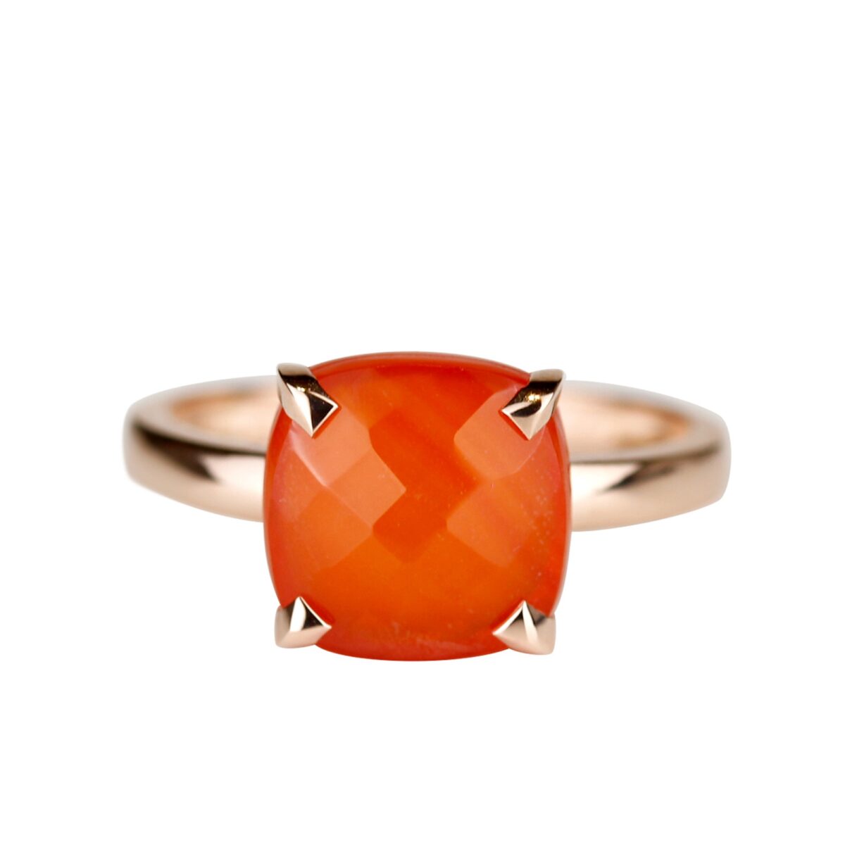 Bague corail et quartz rose taille briolette et or rose