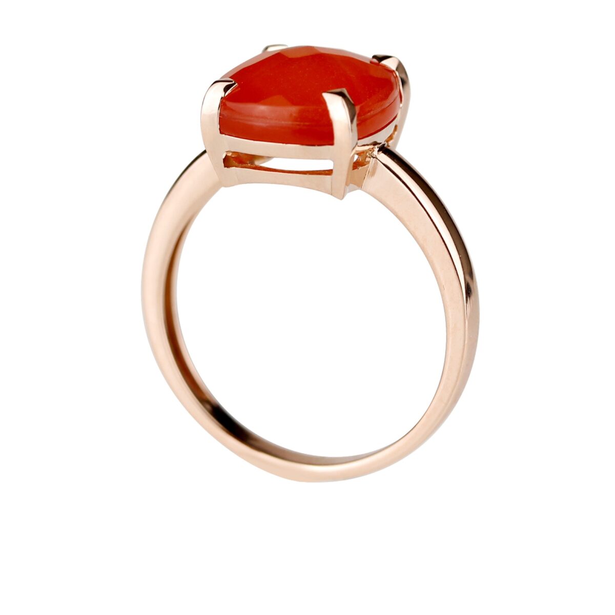 Bague corail et quartz rose taille briolette et or rose