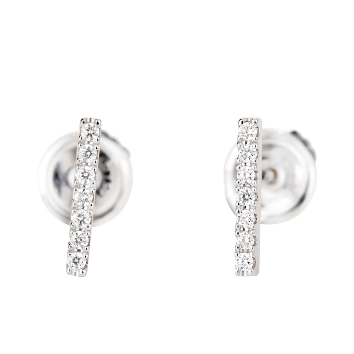 Boucles d'oreilles ligne de diamants et or blanc