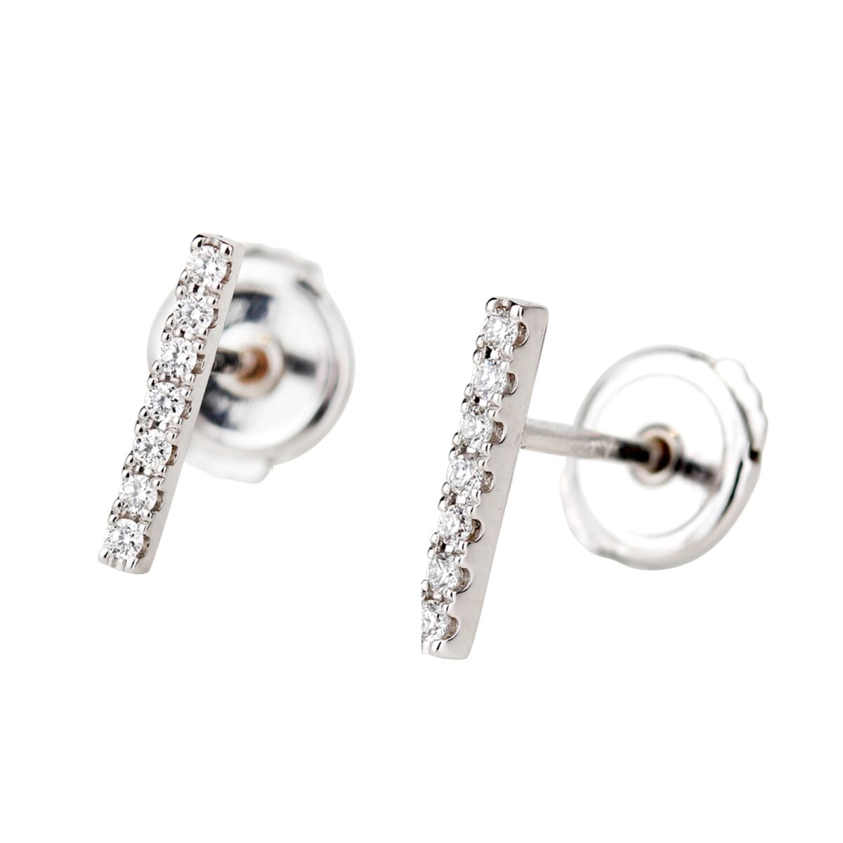 Boucles d'oreilles ligne de diamants et or blanc