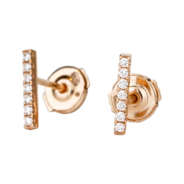 Boucles d'oreilles ligne de diamants et or rose