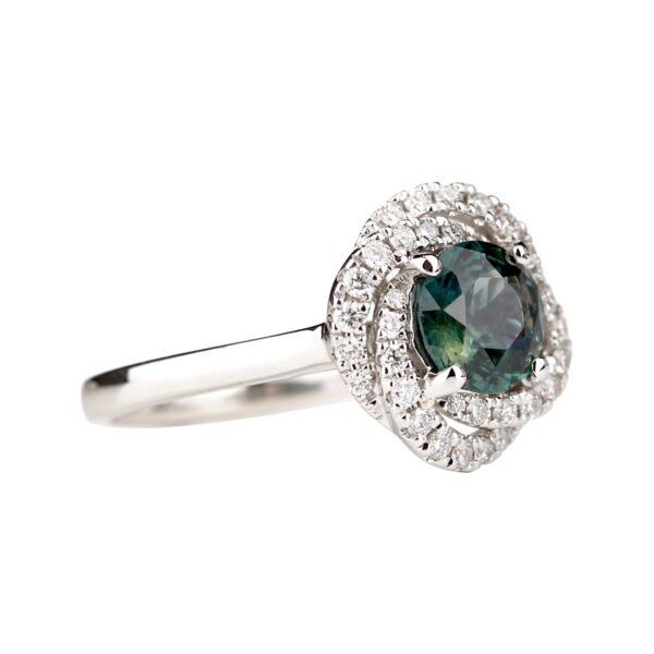 Bague Saphir vert Diamants Or blanc
