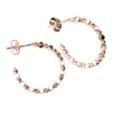Créoles perles d'or rose facettées et cubes d'or lisses