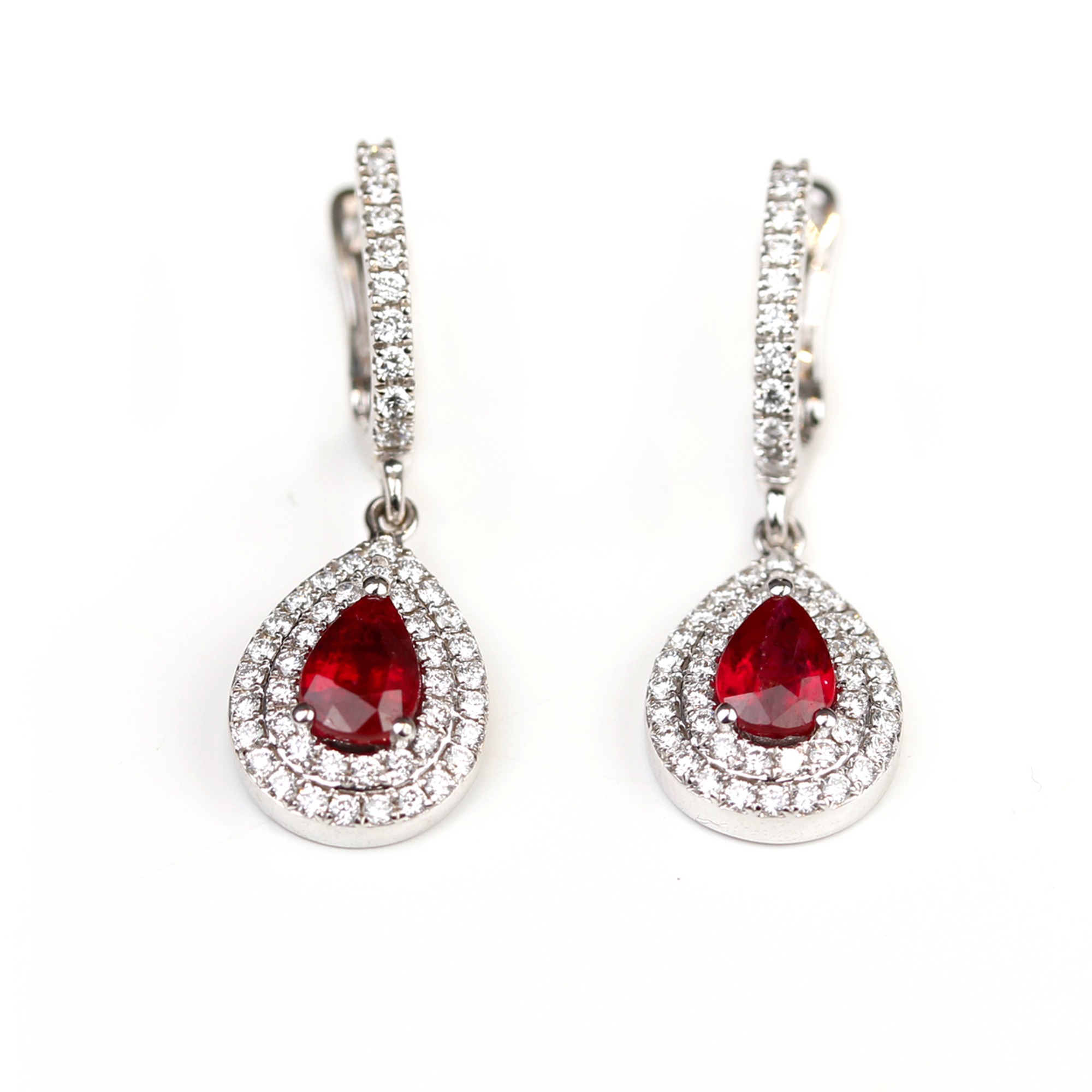 Boucles d'oreilles marqueterie paille rubis - Un grand marché