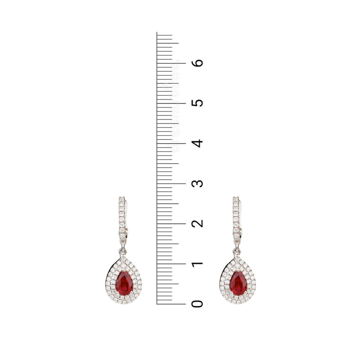 Boucles d'oreilles rubis et double entourage diamants