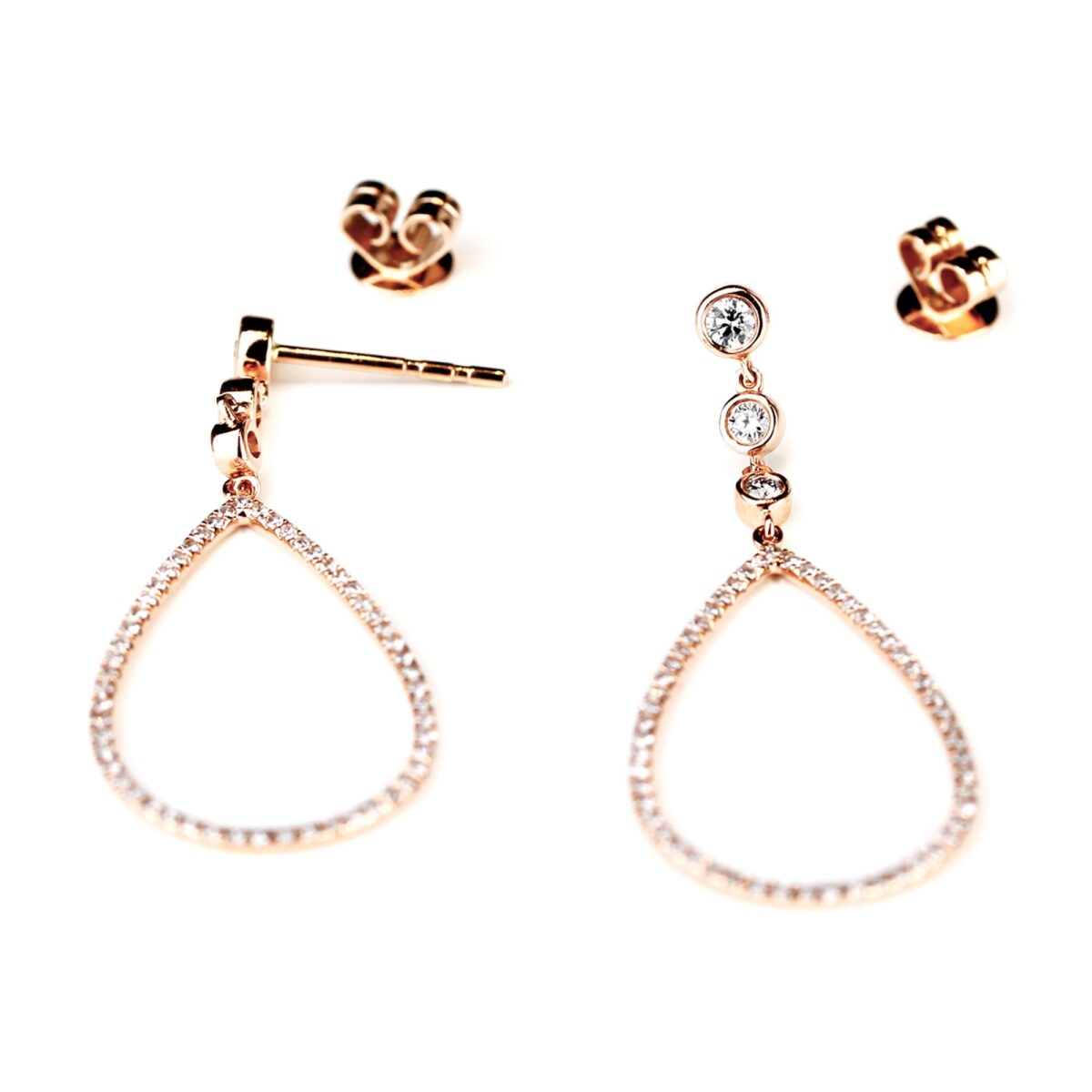 Boucles d'oreilles diamants or rose