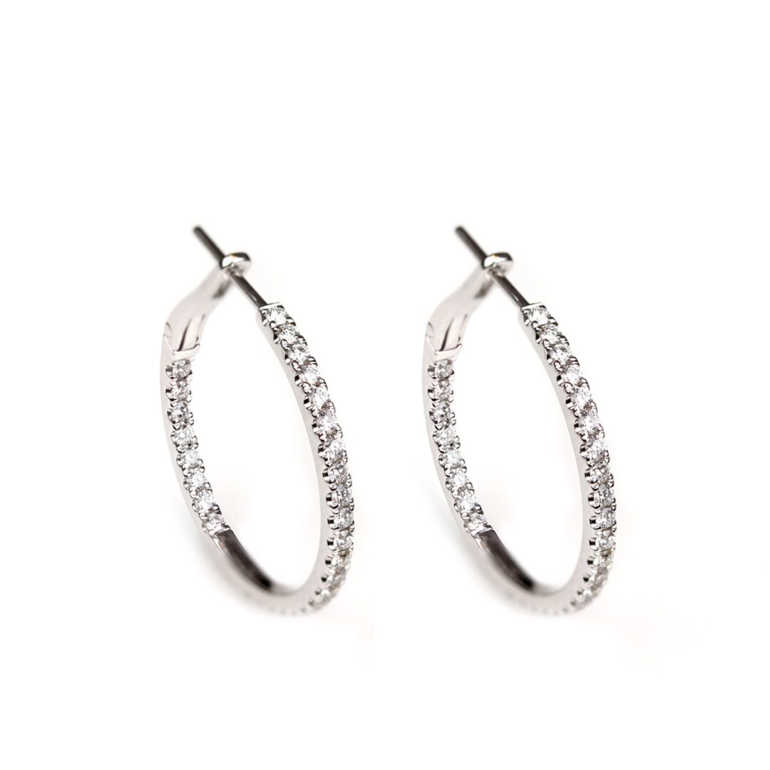 Boucles d'oreilles créoles rondes diamants