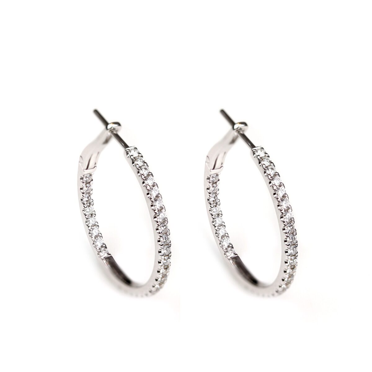 Boucles d'oreilles créoles rondes diamants