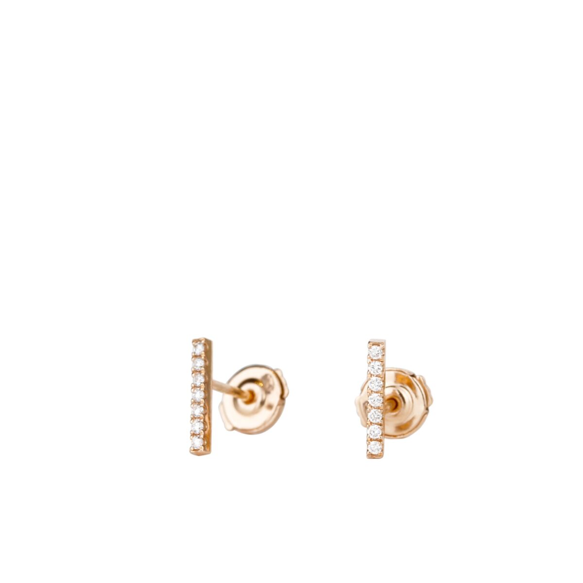 Boucles d'oreilles ligne de diamants et or rose