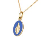 Médaille miraculeuse bleu roi laqué et or jaune