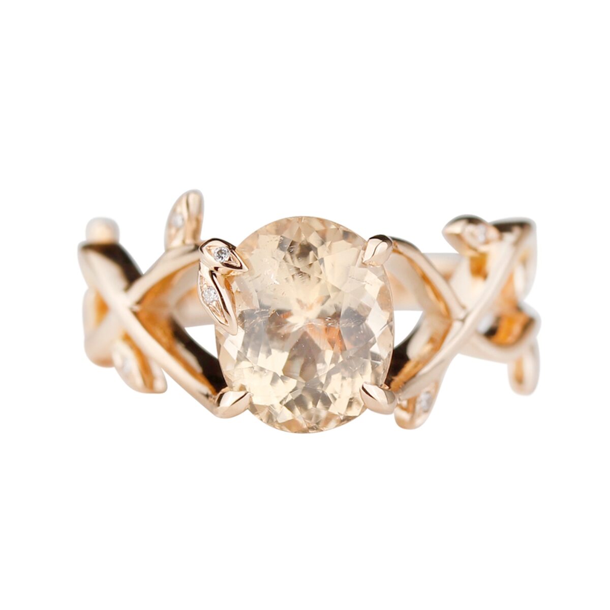 Bague topaze impériale et diamants