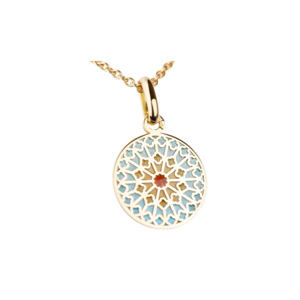 Médaille ronde émail et or motif rosace