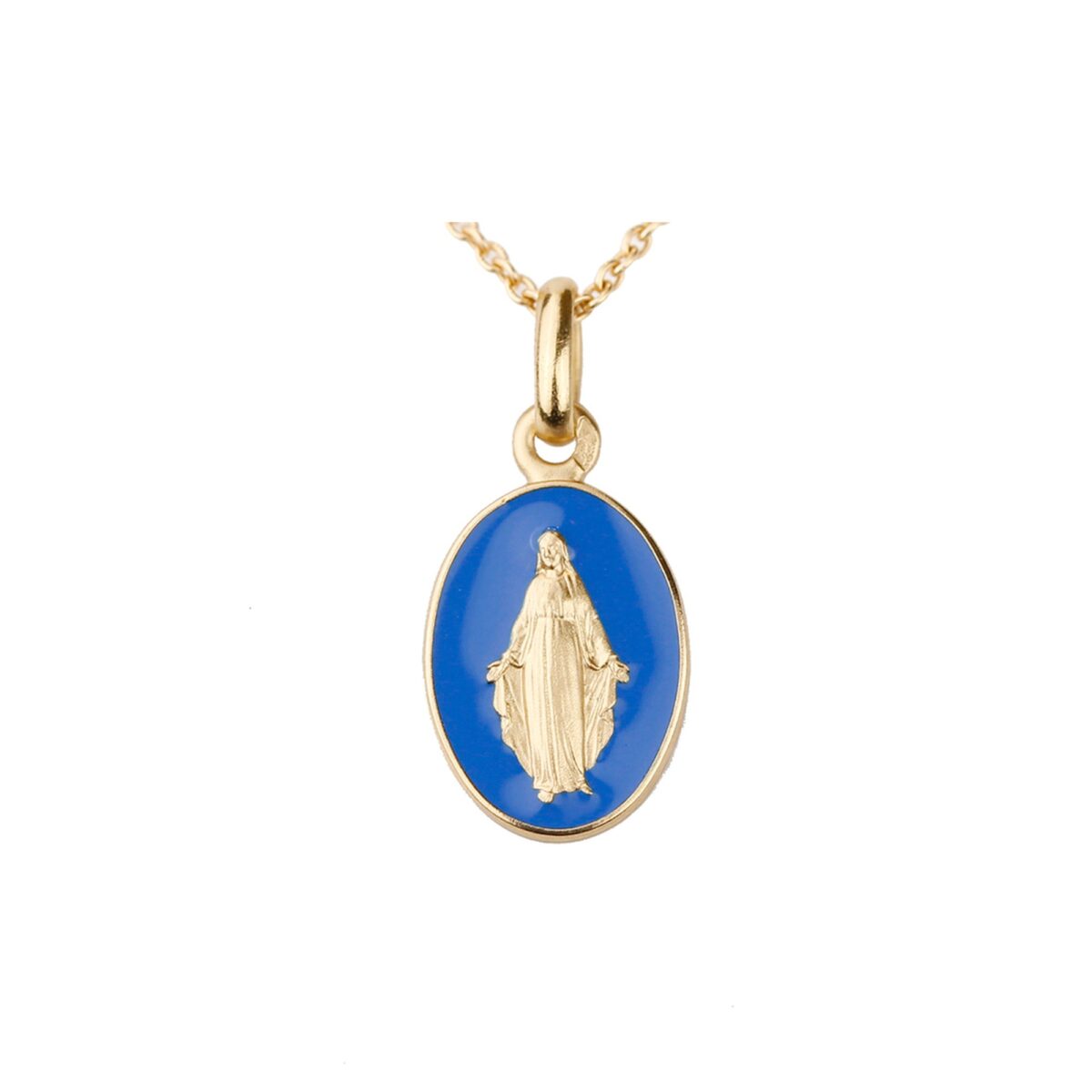 Médaille miraculeuse bleu roi laqué et or jaune