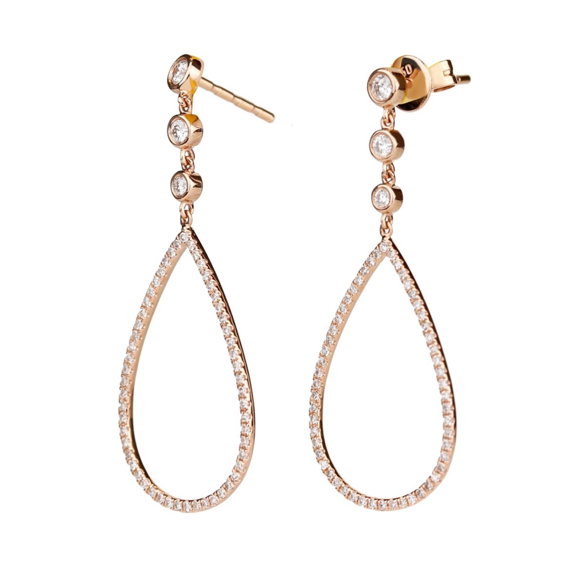 Boucles d'oreilles diamants or rose