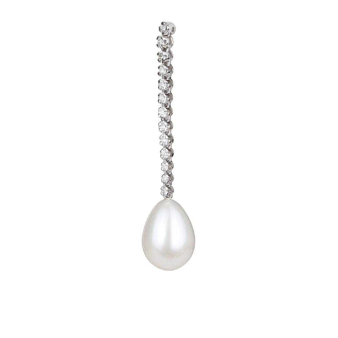 Boucles d'oreilles perles blanches et diamants