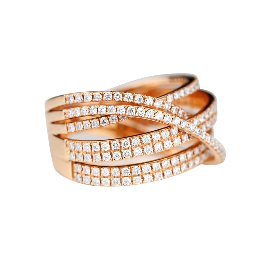 Bague anneaux multiples sertis de diamants