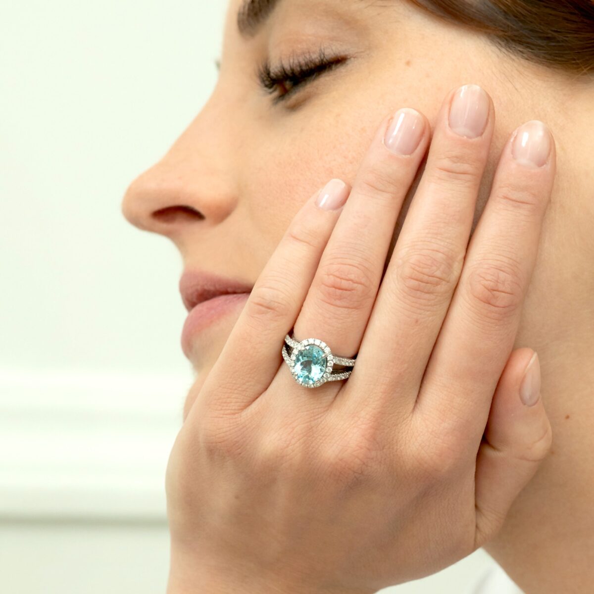 Bague aigue-marine et diamants