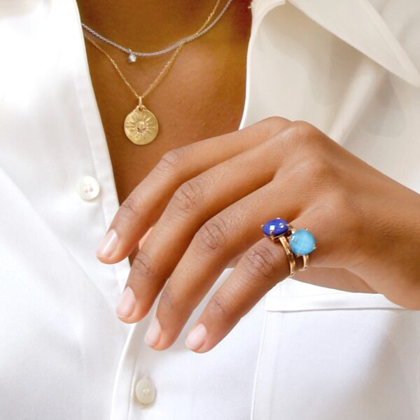 Bague turquoise & or rose