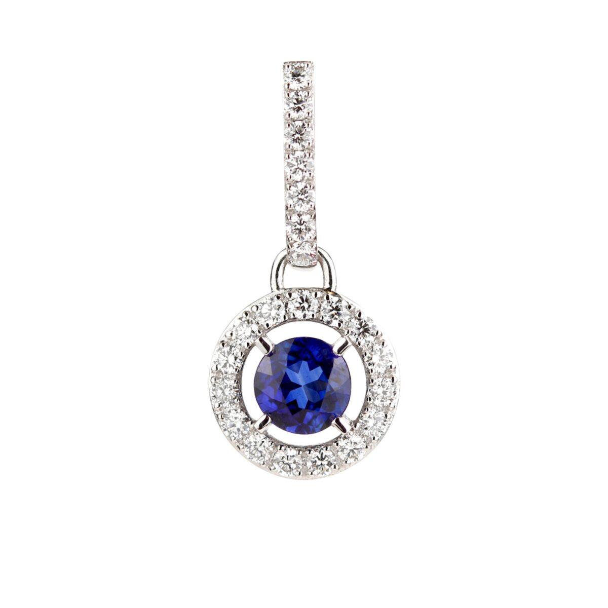 Boucles d'oreilles pendantes saphir et diamants