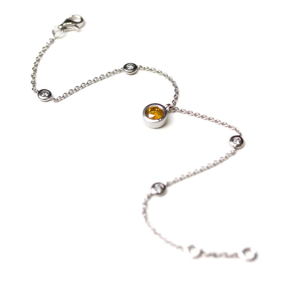 Bracelet souple diamants et diamant jaune