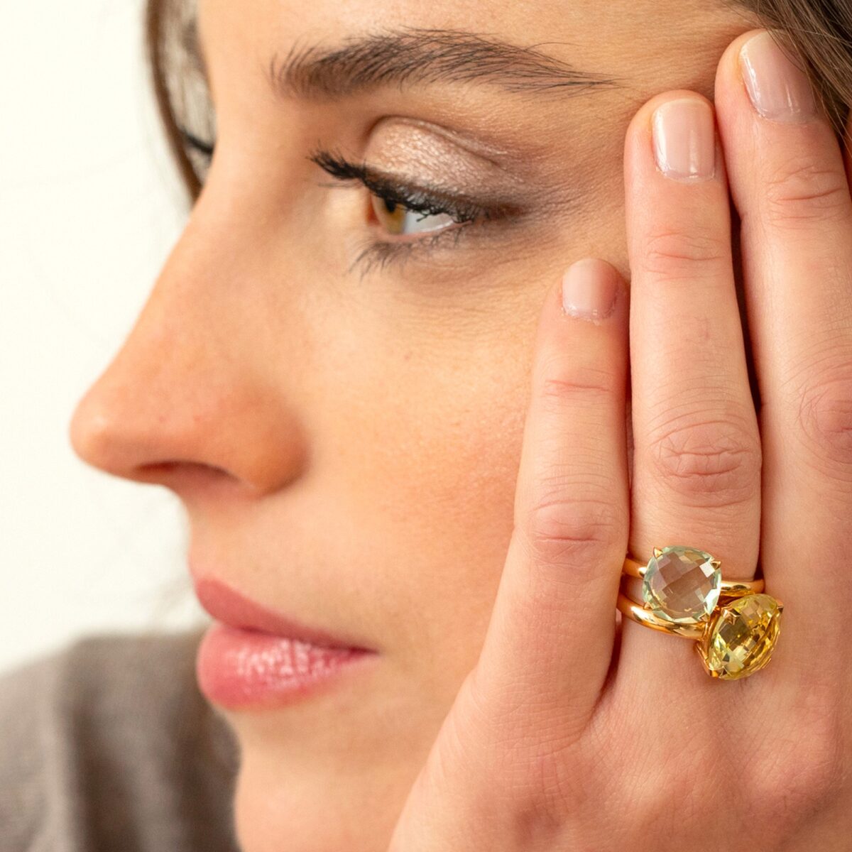 Bague prasiolite et or rose 18 K