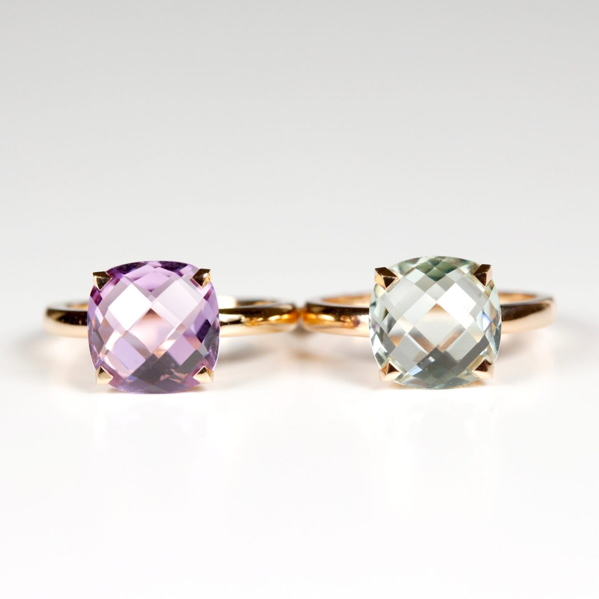 Bague prasiolite et or rose 18 K