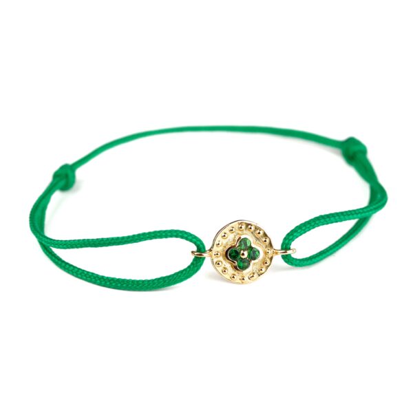 Bracelet tsavorites et cordon vert