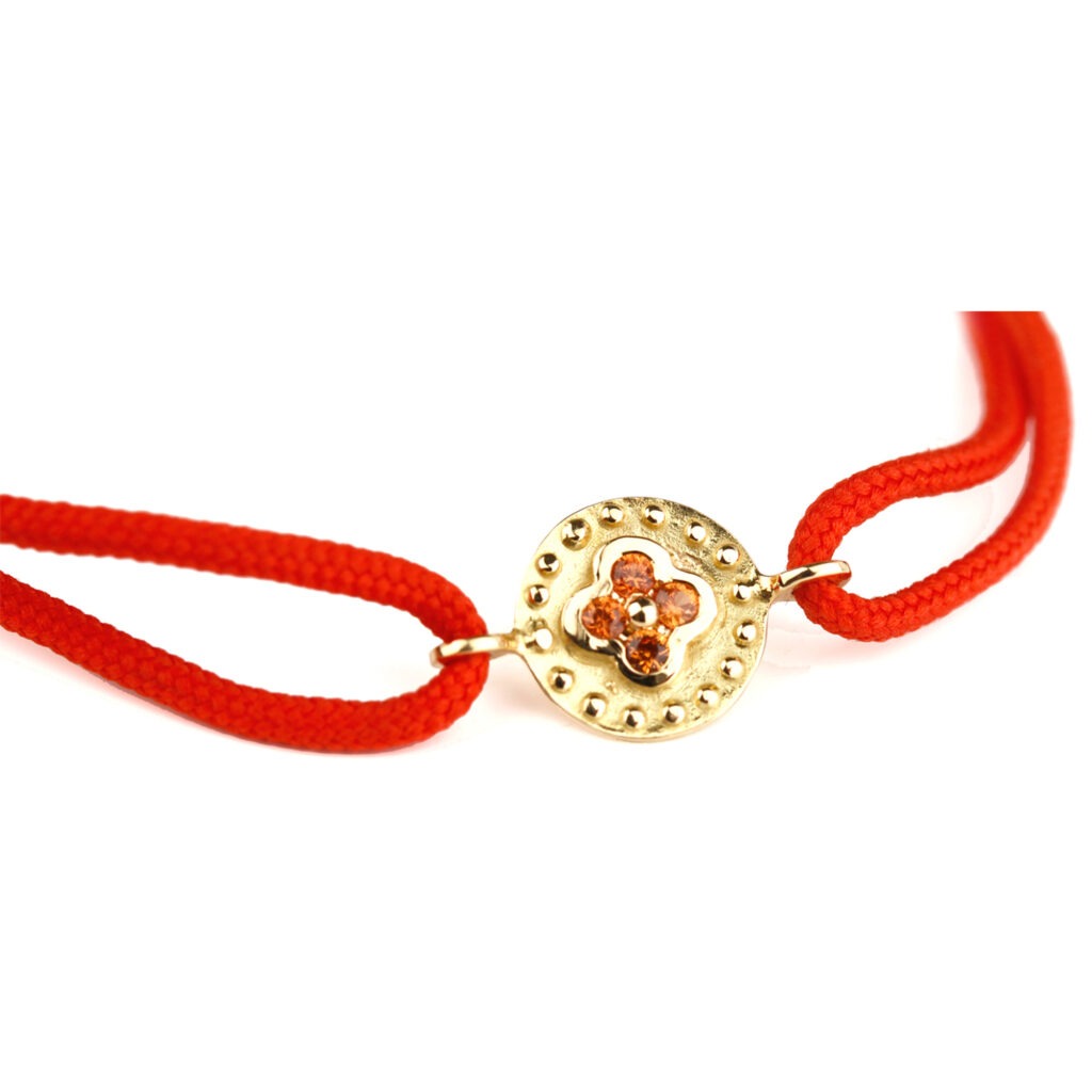 Bracelet saphirs orange et cordon orange 