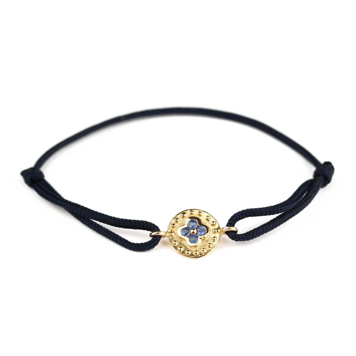 Bracelet saphirs et cordon noir