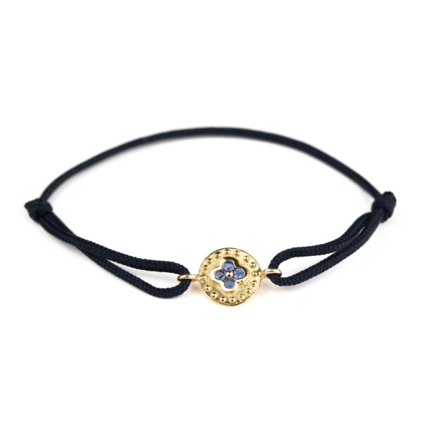 Bracelet saphirs et cordon noir 