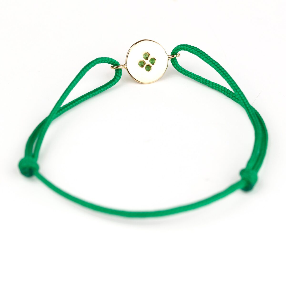 Bracelet tsavorites et cordon vert