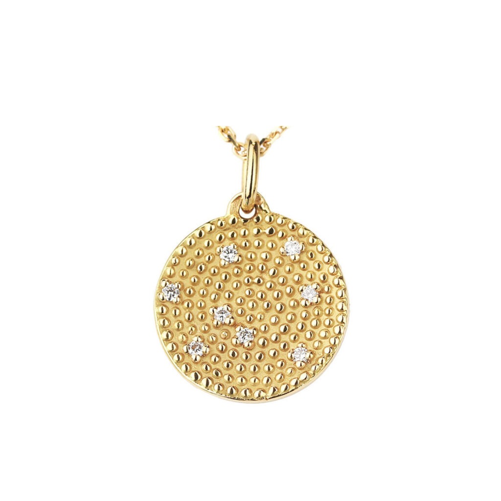 Médaille or perlé et diamants