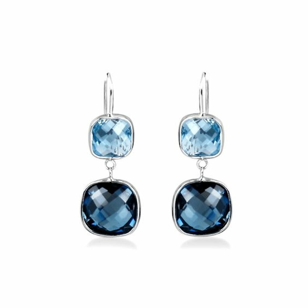 Boucles d'oreilles topazes bleues