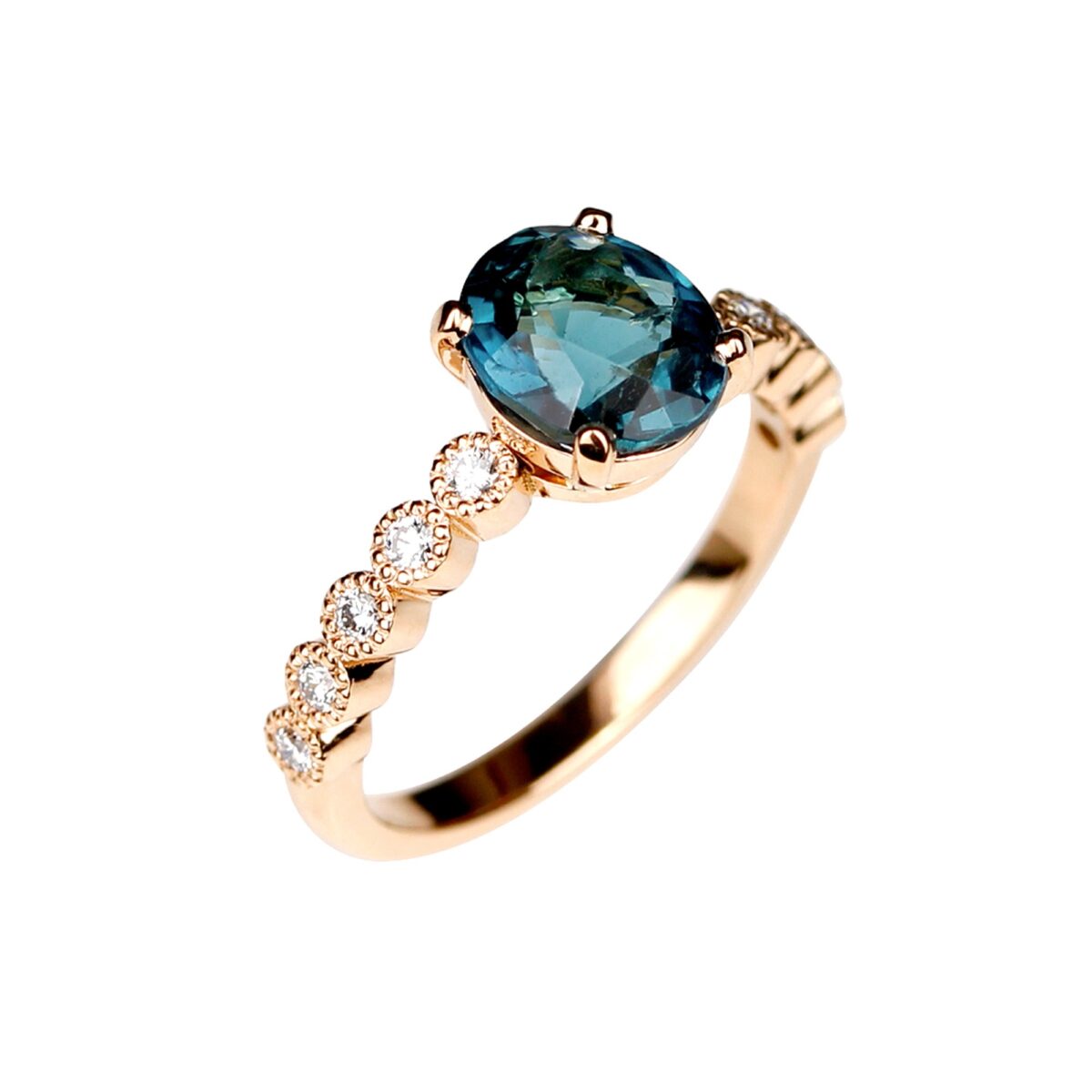 Bague tourmaline bleue