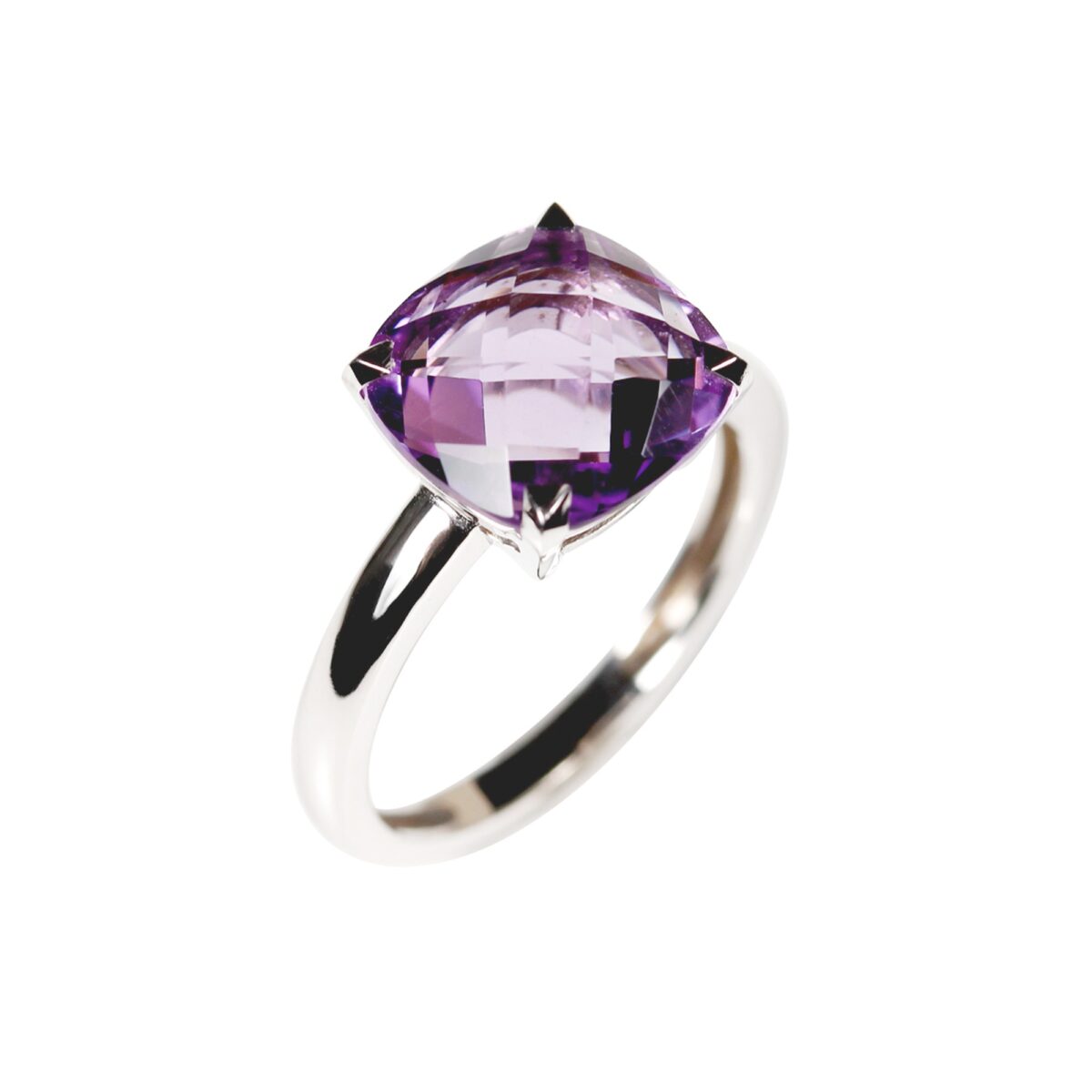 Bague améthyste et or blanc