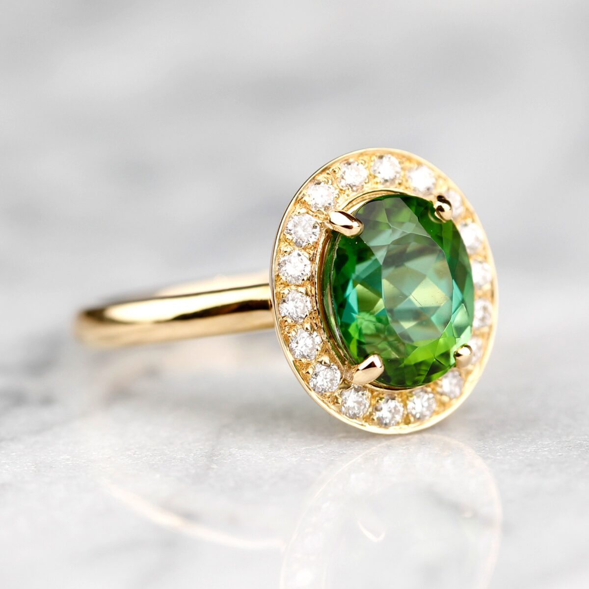 Bague tourmaline verte ovale