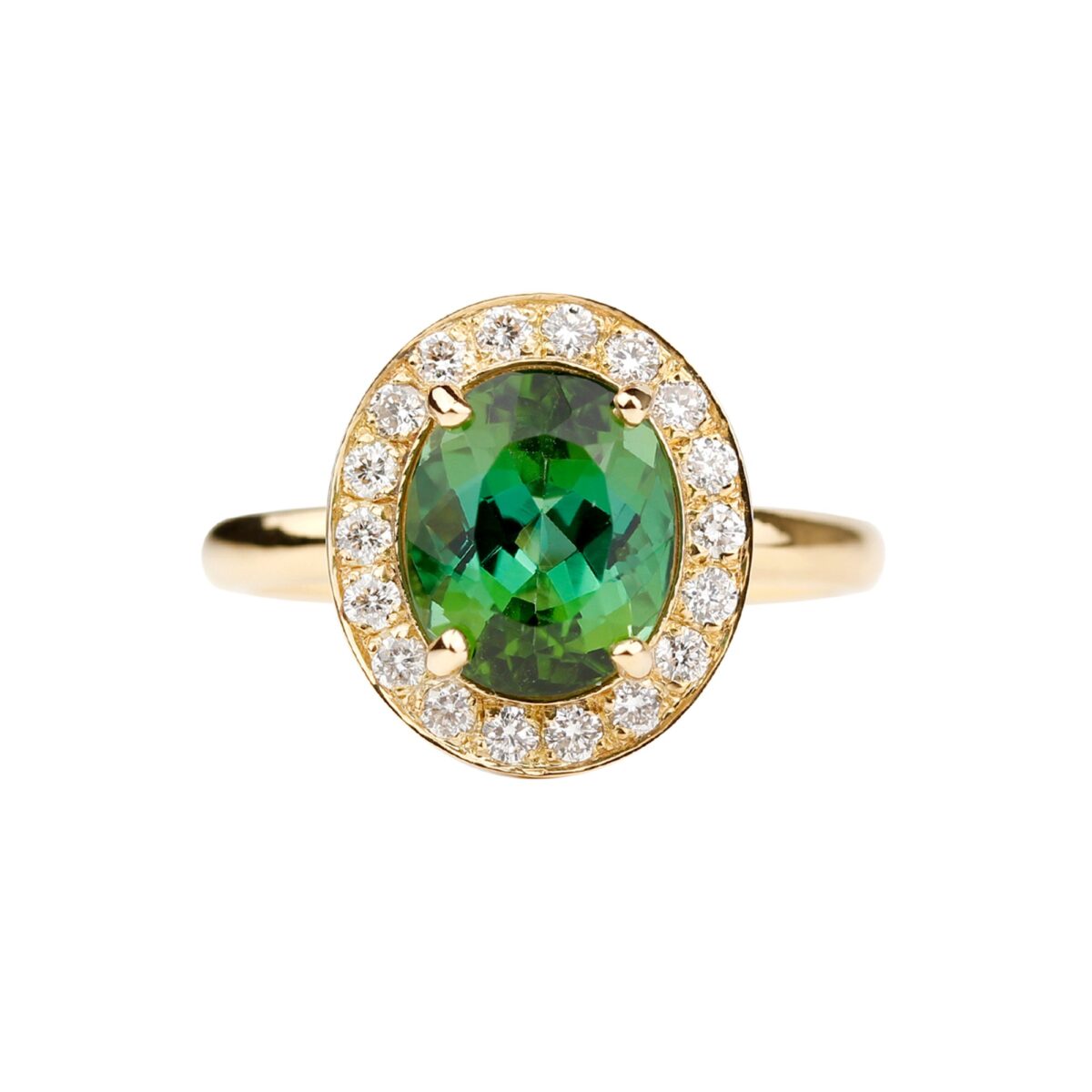 Bague tourmaline verte ovale