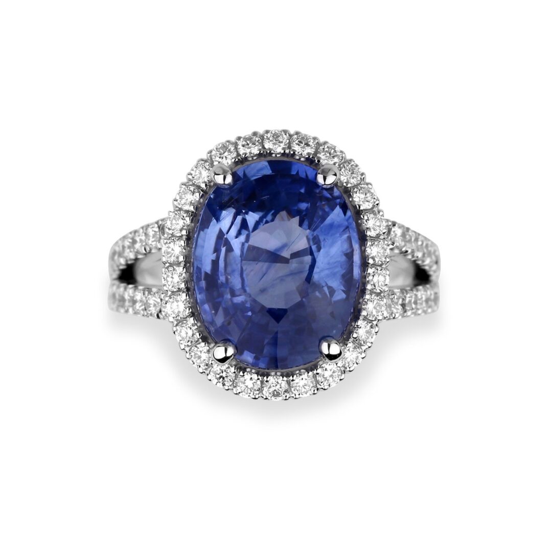 Bague saphir entourage diamants