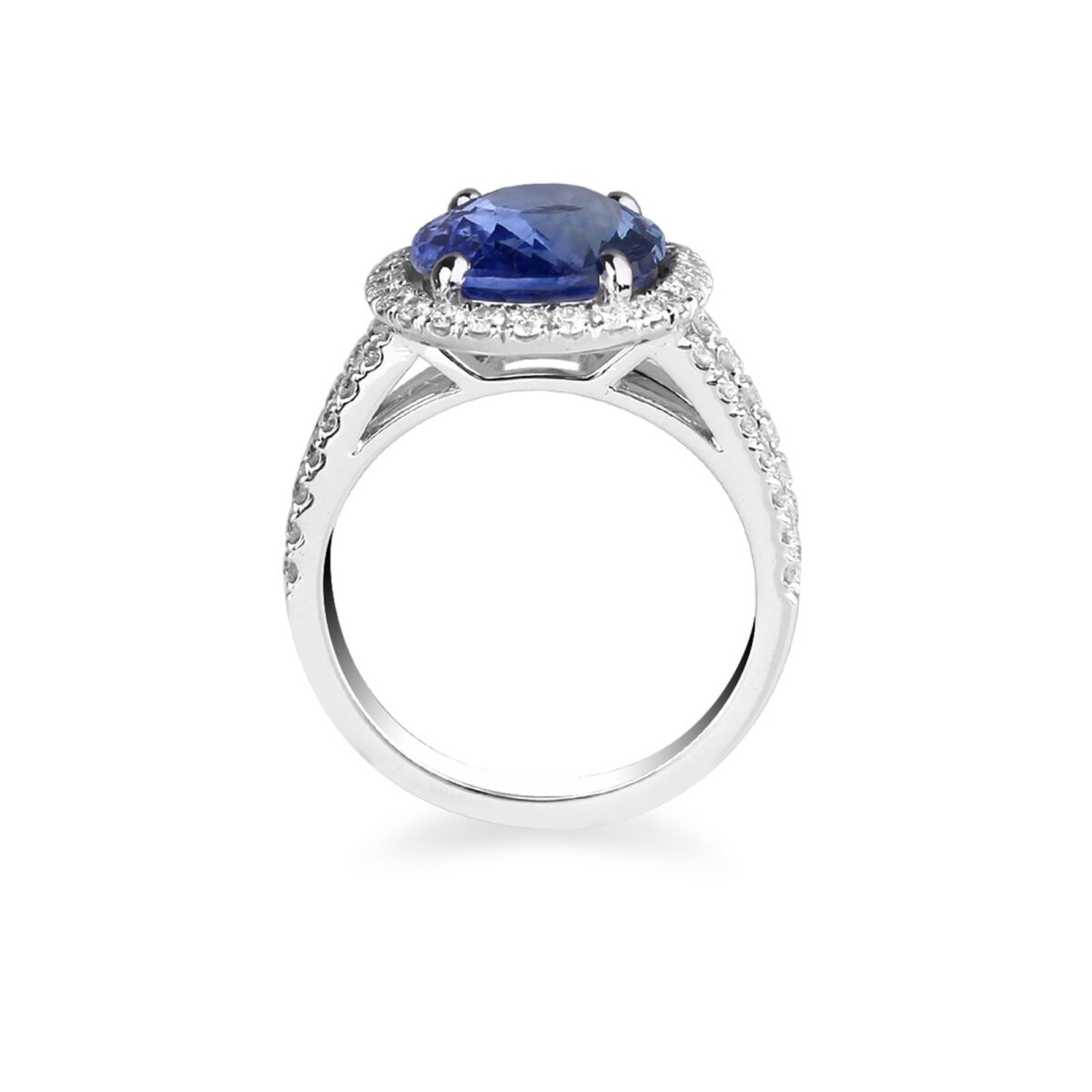 Bague saphir entourage diamants