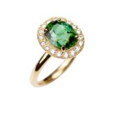 Bague tourmaline verte ovale