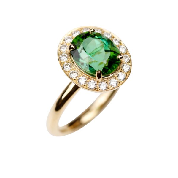 Bague tourmaline verte ovale