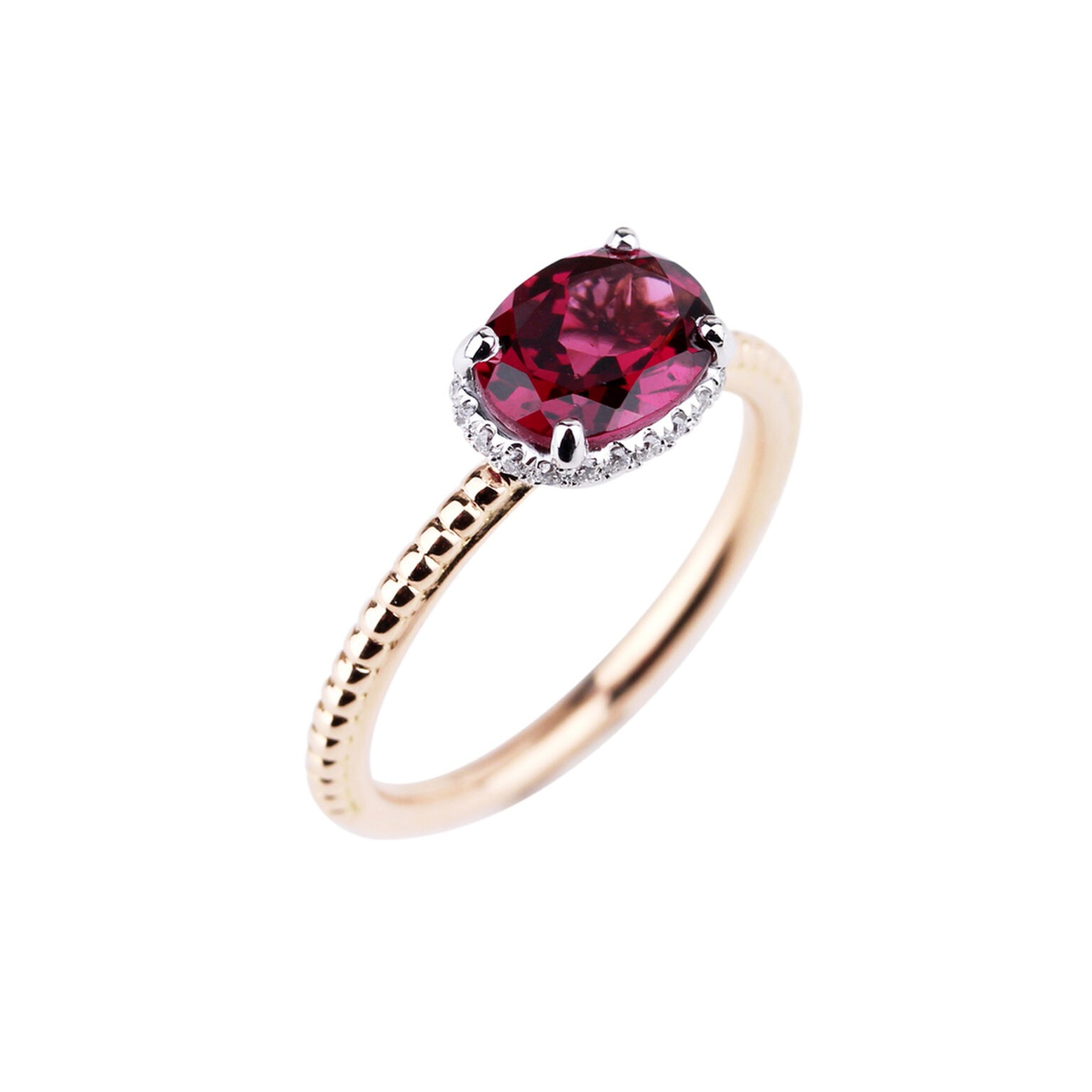 Bague grenat rhodolite et or rose Compagnie des Gemmes joaillier à Paris