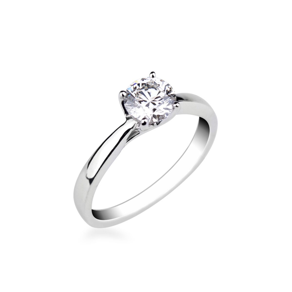 Solitaire diamant contemporain en or blanc