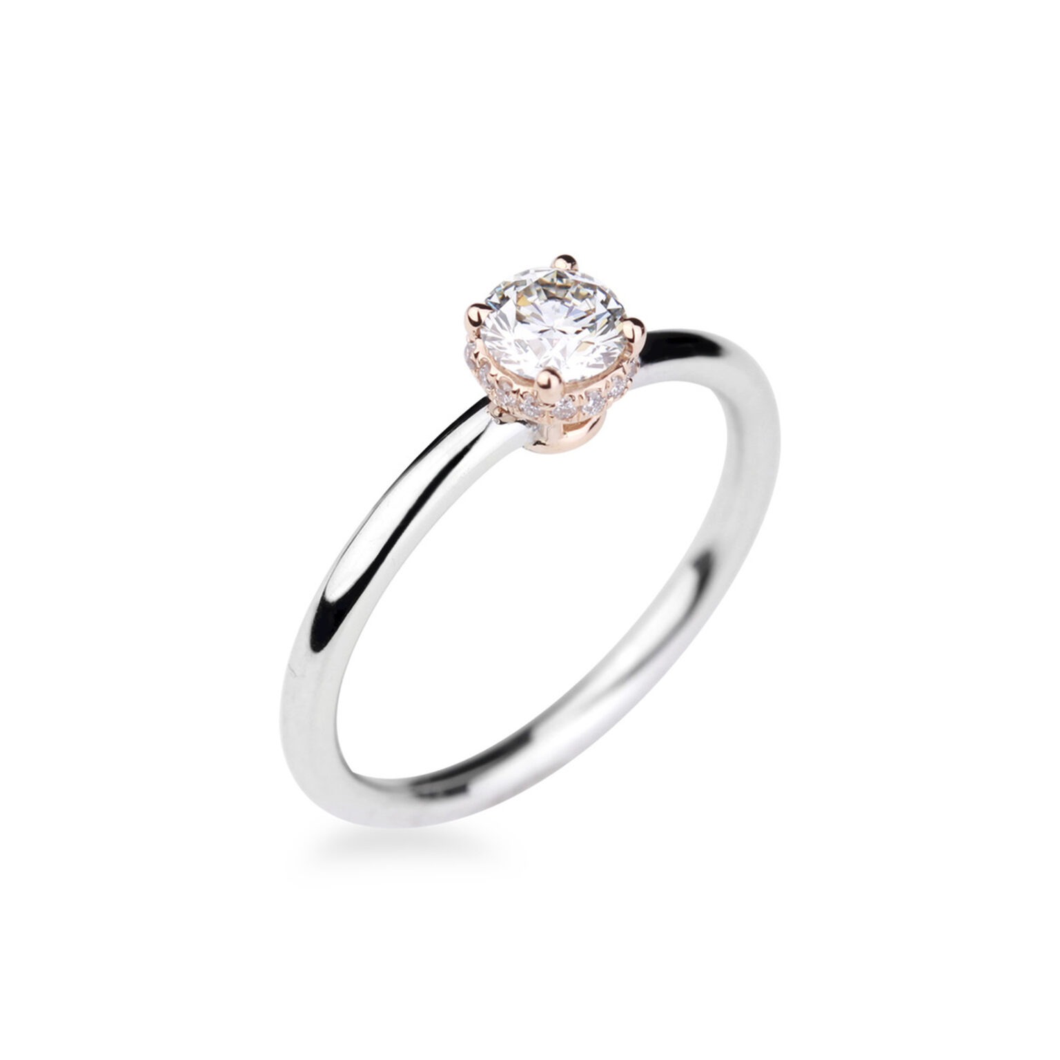 Solitaire diamants or rose et or blanc