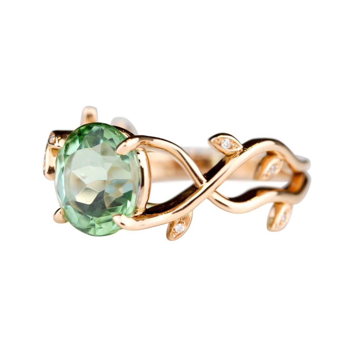 Bague tourmaline vert d'eau et or rose