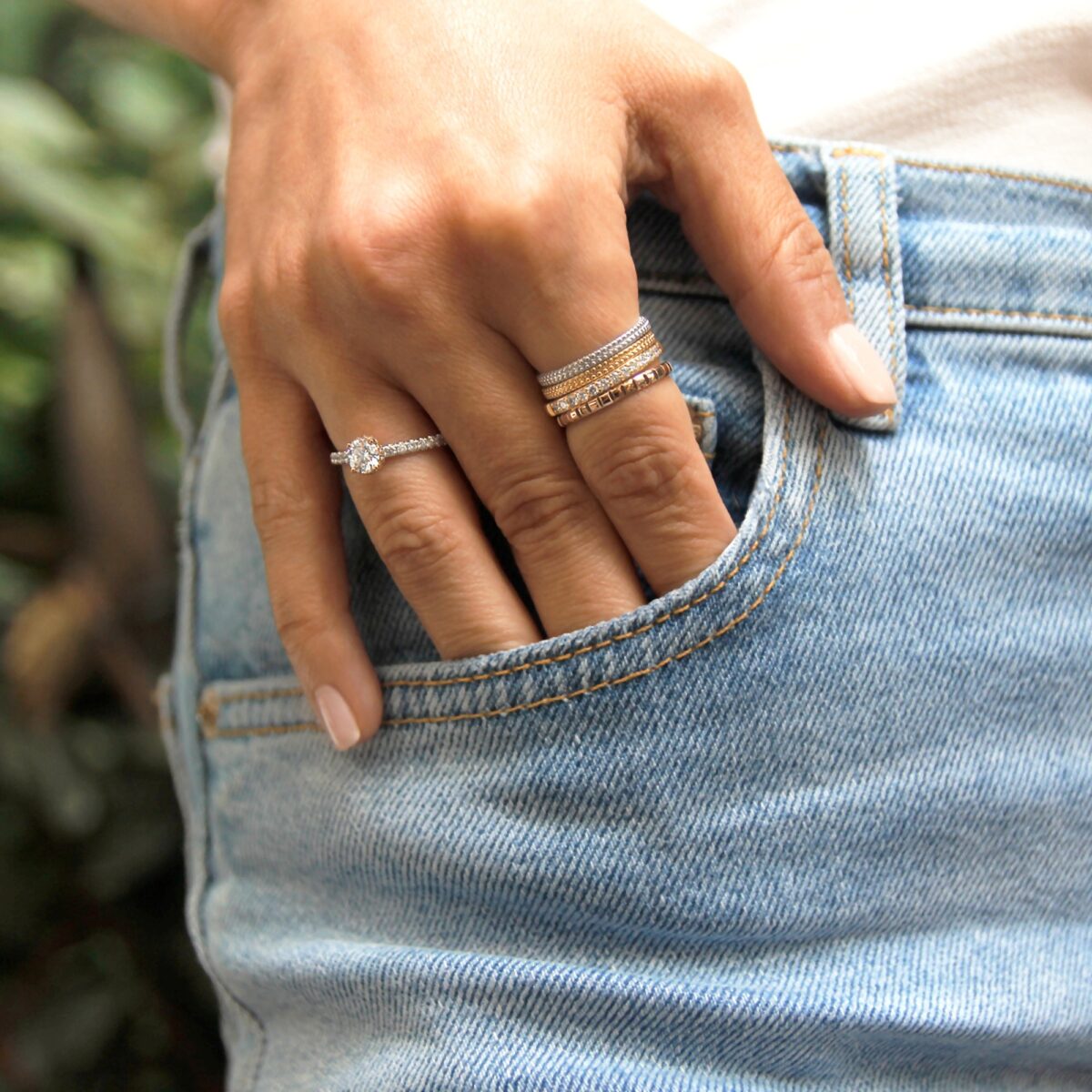 Solitaire diamants deux ors