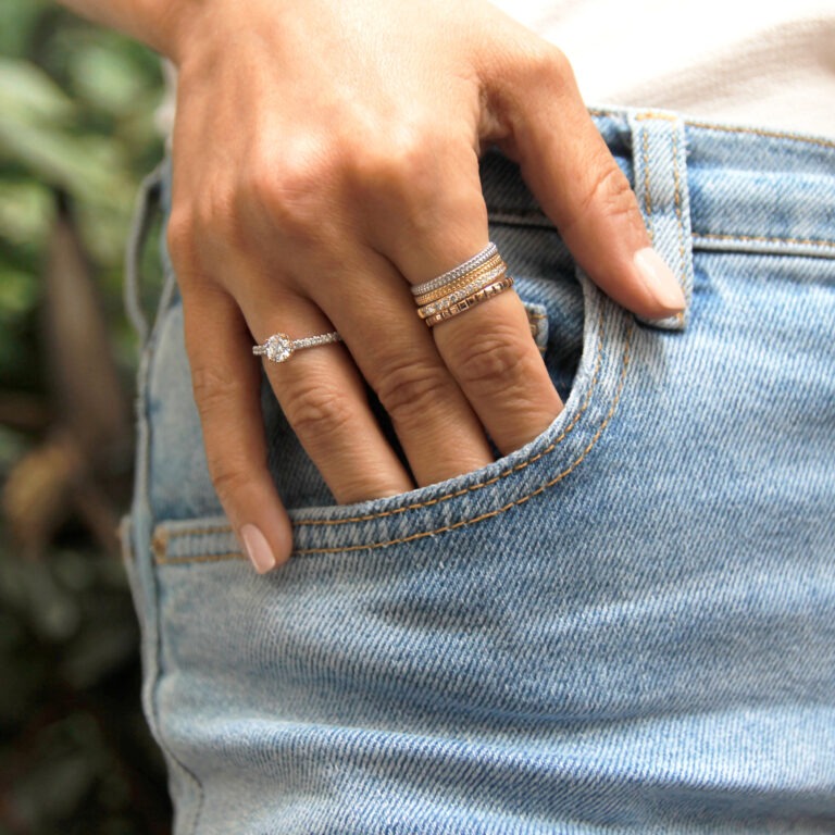 Solitaire diamants deux ors
