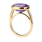 Bague Améthyste ovale et or rose millegrains